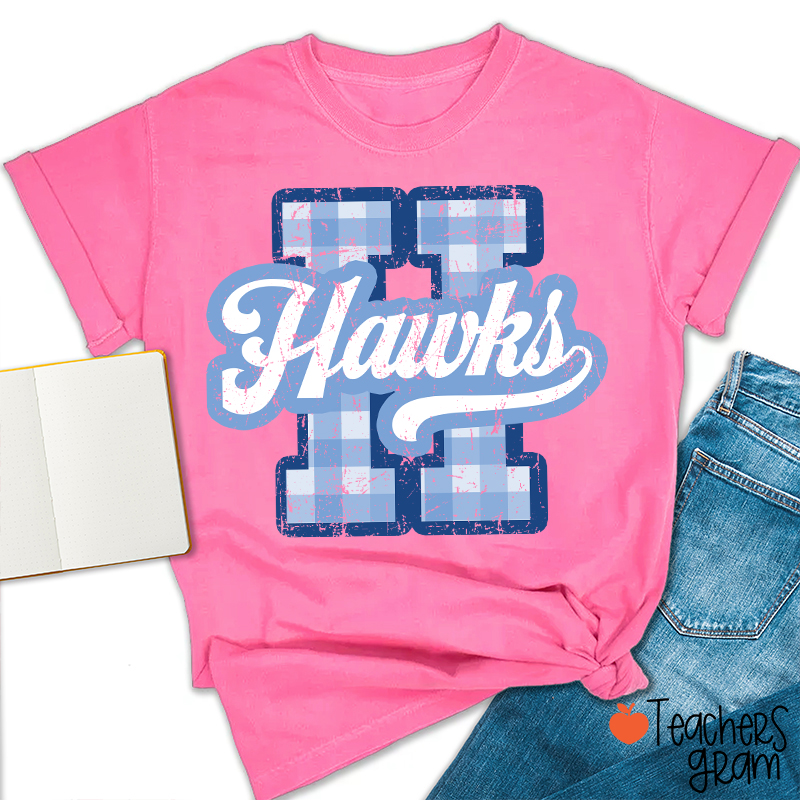 Personalized Mascot Sport Gingham Varsity Teacher T-Shirt