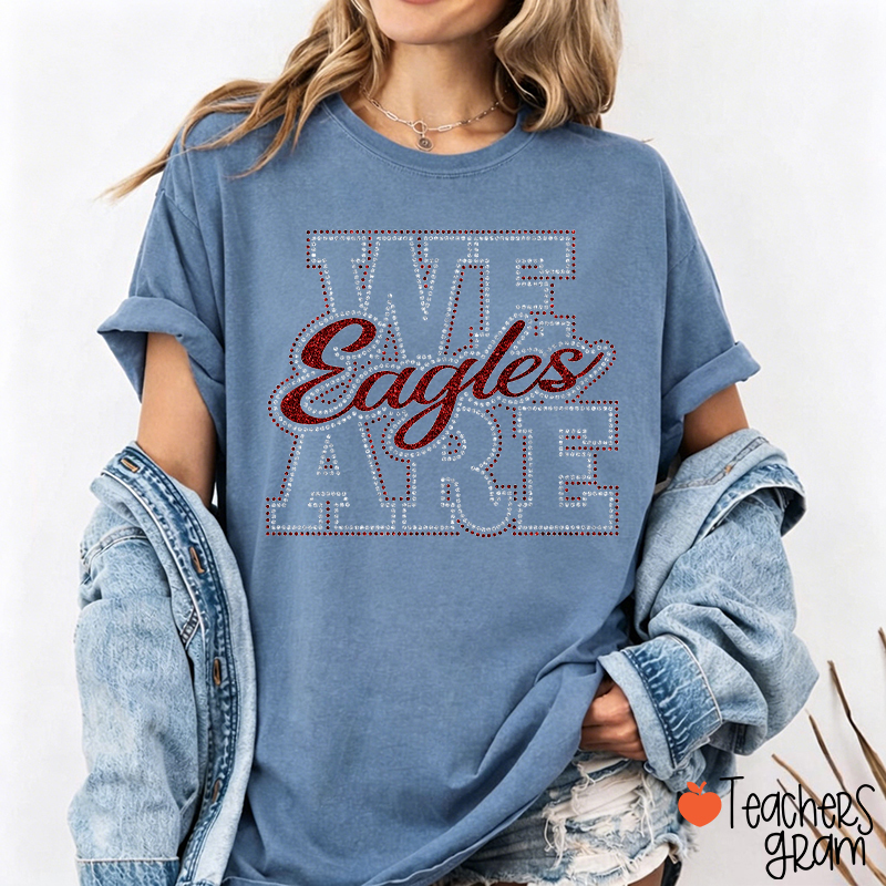 Personalized Mascot Rhinestone We Are Team Teacher T-Shirt