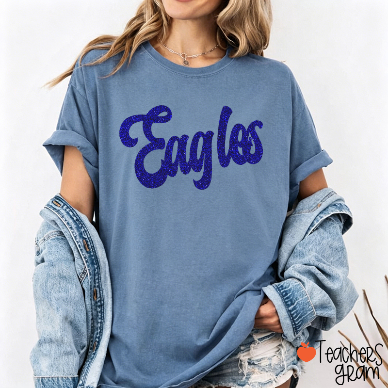 Personalized Glitter Script Teacher T‑Shirt