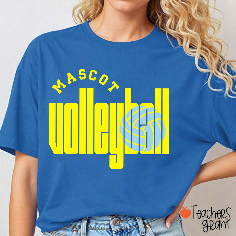 Personalized Mascot Volleyball Retro Game Day Teacher T-Shirt