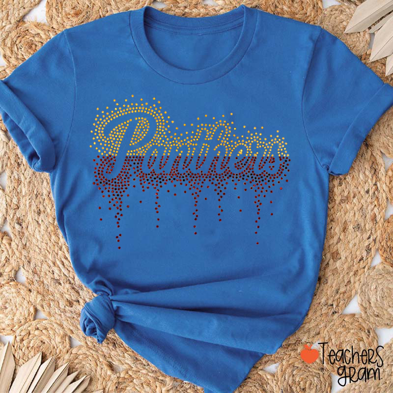 Personalized Name Gradient Faux Sparkling Drip Sparkle Bling Teacher T-Shirt