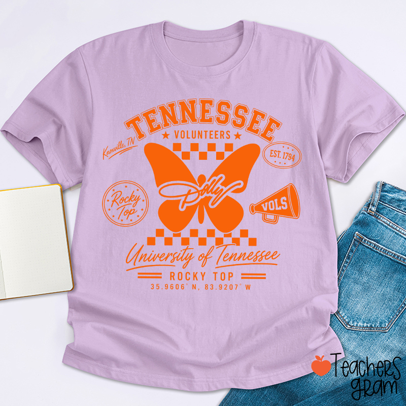 Tennessee Volunteers Rocky Top Dolly Butterfly Teacher T-Shirt