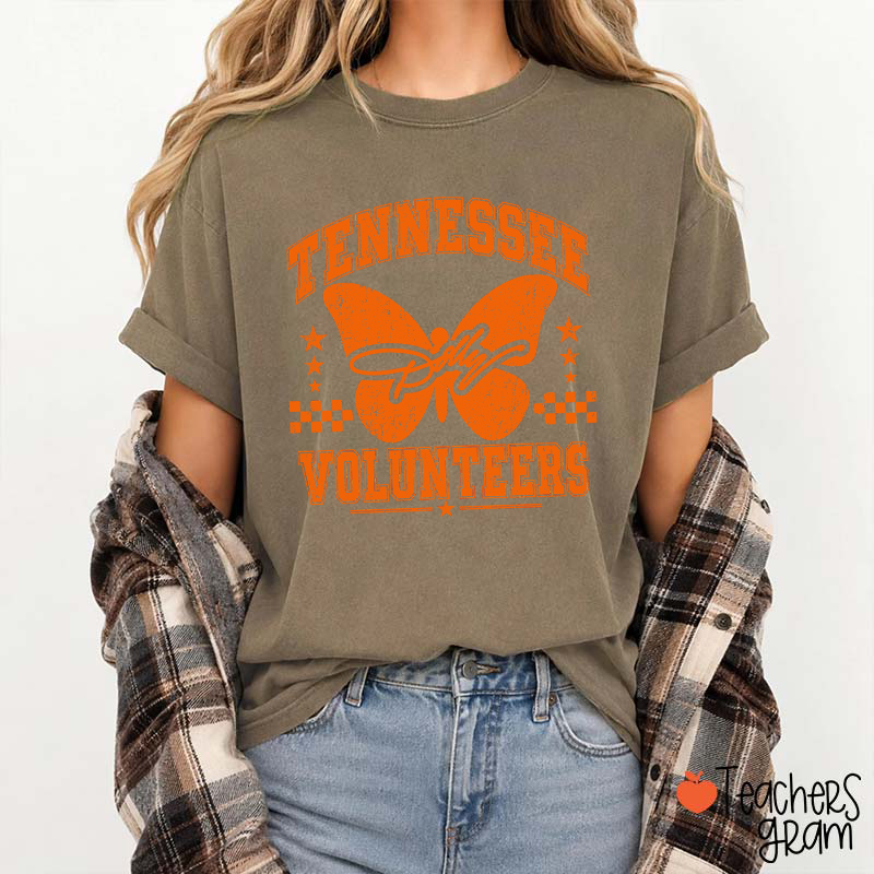 Tennessee Volunteers Dolly Distressed Butterfly Teacher T-Shirt