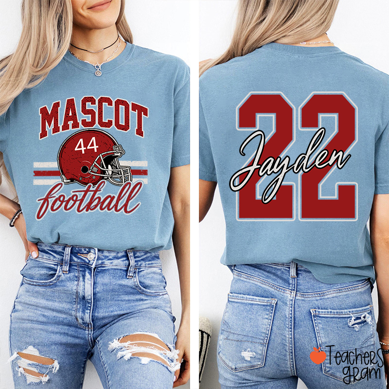 Personalized Mascot Football Game Day Teacher Two Sided T-Shirt