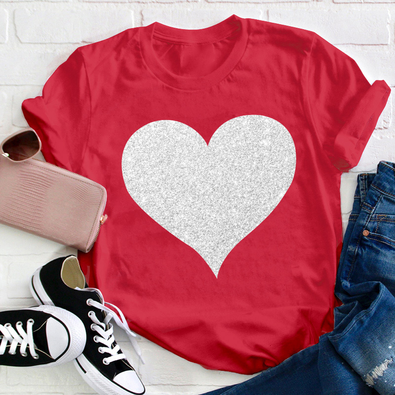 Glitter Heart Teacher T-Shirt Sale-Teachersgram