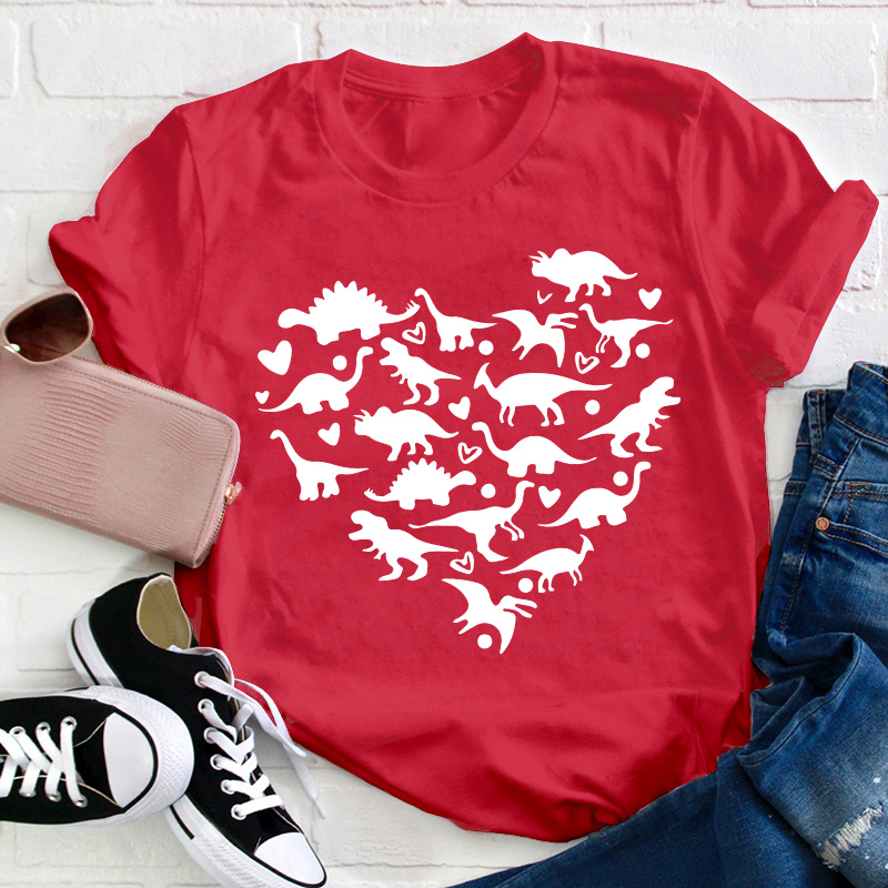 Dinosaur Heart Teacher T-Shirt Sale-Teachersgram