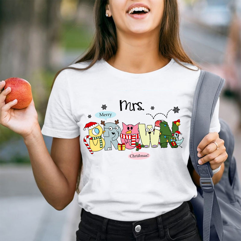 Personalized Name Merry Chrisrams Teacher T-Shirt