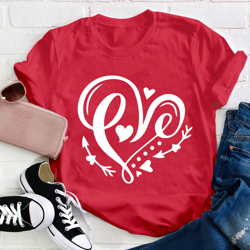 Valentine's Day Heart Teacher T-Shirt