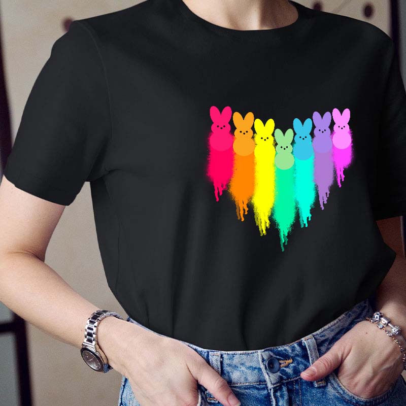 Colorful Easter Peeps Heart Teacher T-Shirt