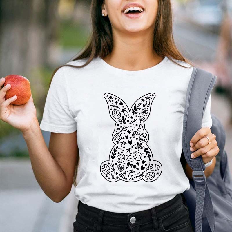 Floral Bunny Teacher T-Shirt