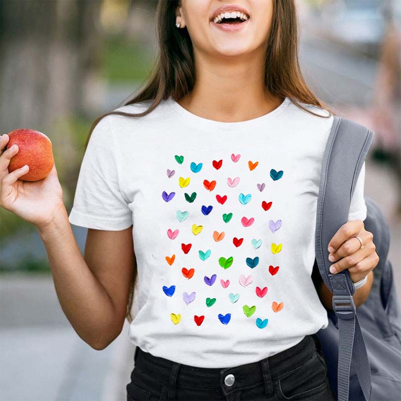 Confetti Hearts Teacher T-Shirt