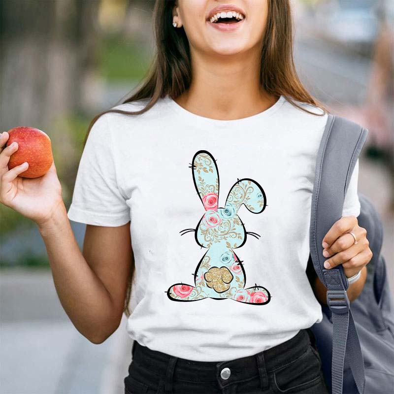 Floral Easter Bunny Teacher T-Shirt