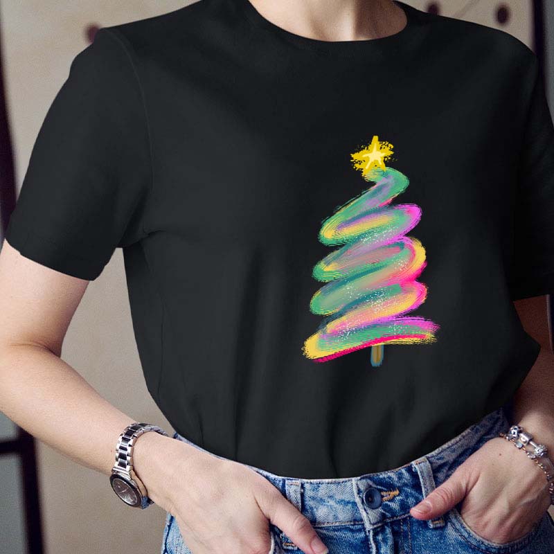 Colorful Graffiti Christmas Tree Teacher T-Shirt