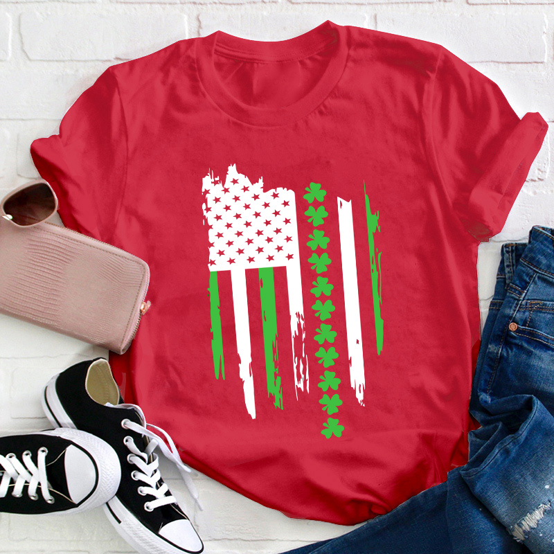 Happy St Patricks Day Flag Teacher T-Shirt