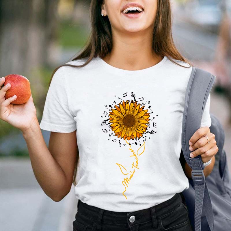 Music Teacher Sunflower Teacher T-Shirt