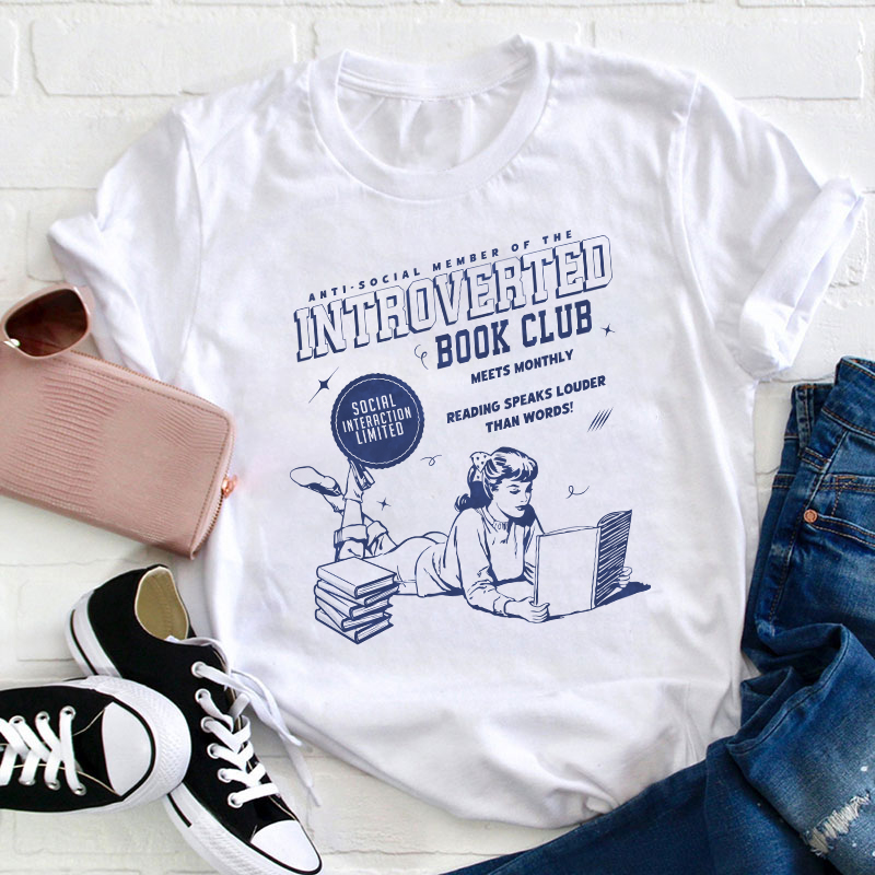 Introverted Book Club Bookish Teacher T-Shirt