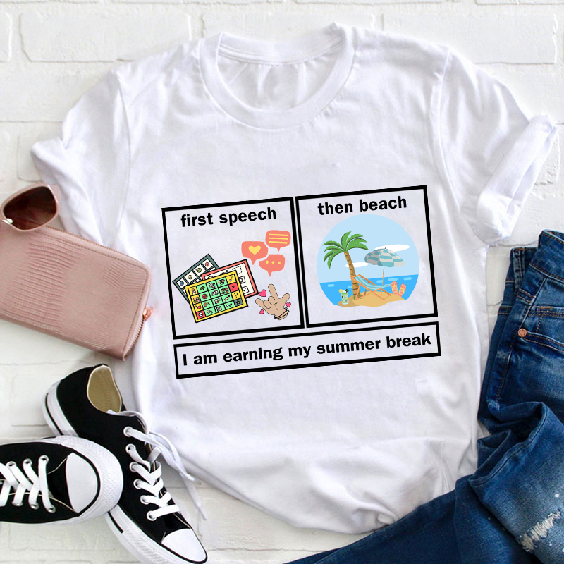 First Speech Then Beach Teacher T-Shirt Sale-Teachersgram