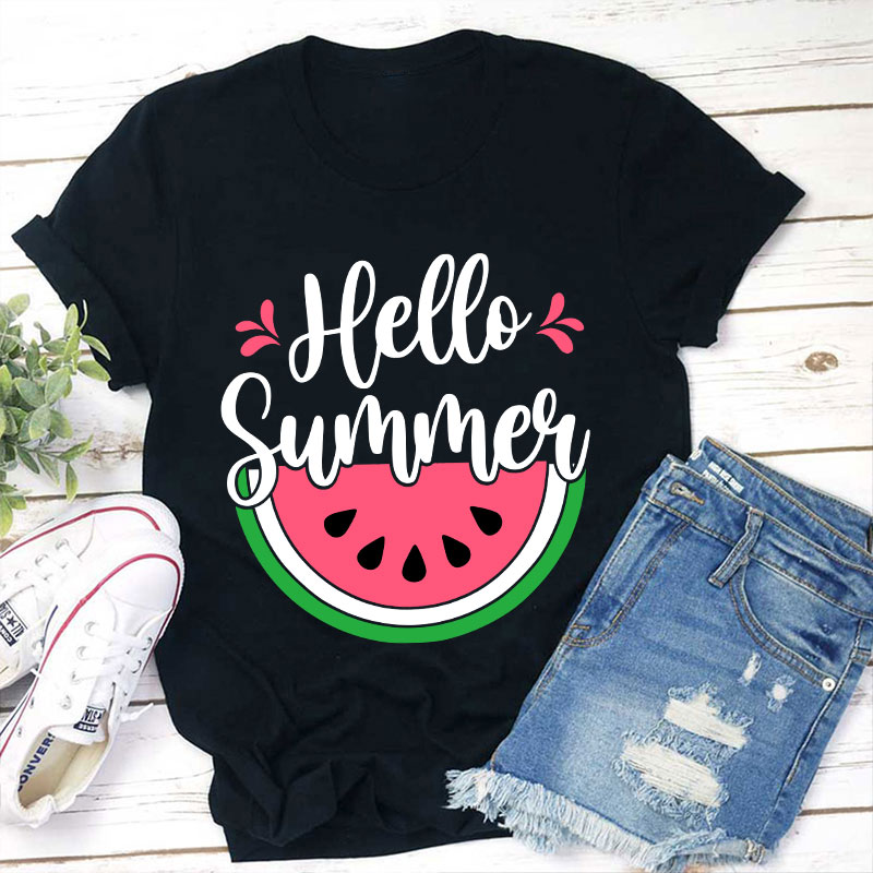 Watermelon Summer Hello Summer Teacher T-Shirt