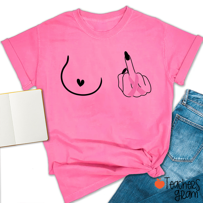Middle Finger Minimal Line Art Distressed Washed Teacher T‑Shirt