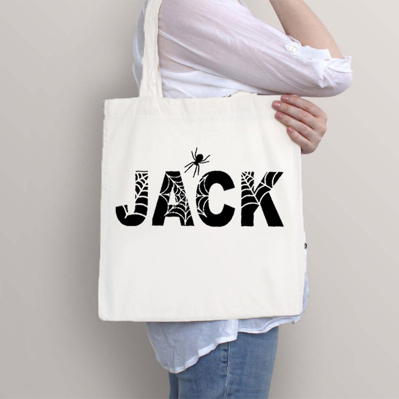 Personalized Name Spider Web Halloween Teacher Tote Bag