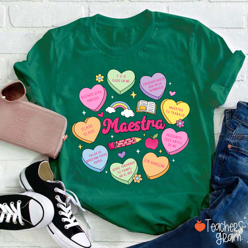 Maestra Love Encourage Spanish Teacher T-Shirt