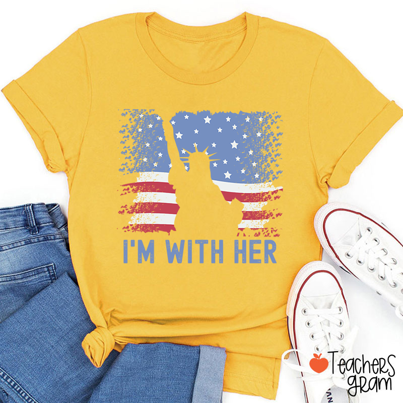 America Flag I'm With Her Teacher T-Shirt