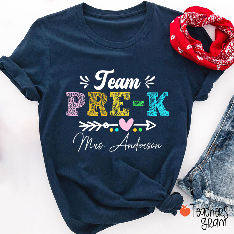 Personalized Team Name Arrow Heart Teacher T-Shirt
