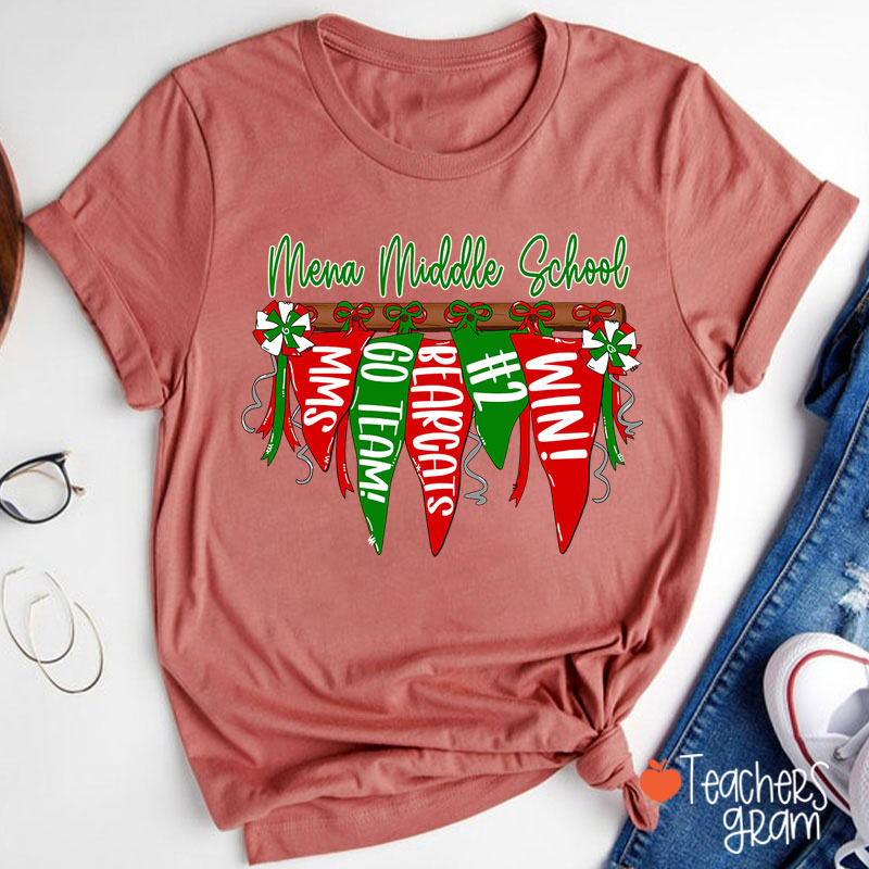Personalized Mascot Pennant Banner Flag Teacher T-Shirt