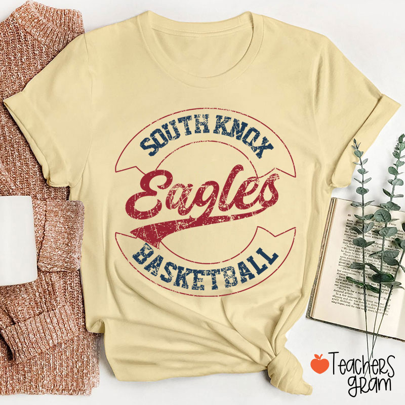 Personalized Mascot And School Name Distressed Retro School Spirit Teacher T-Shirt