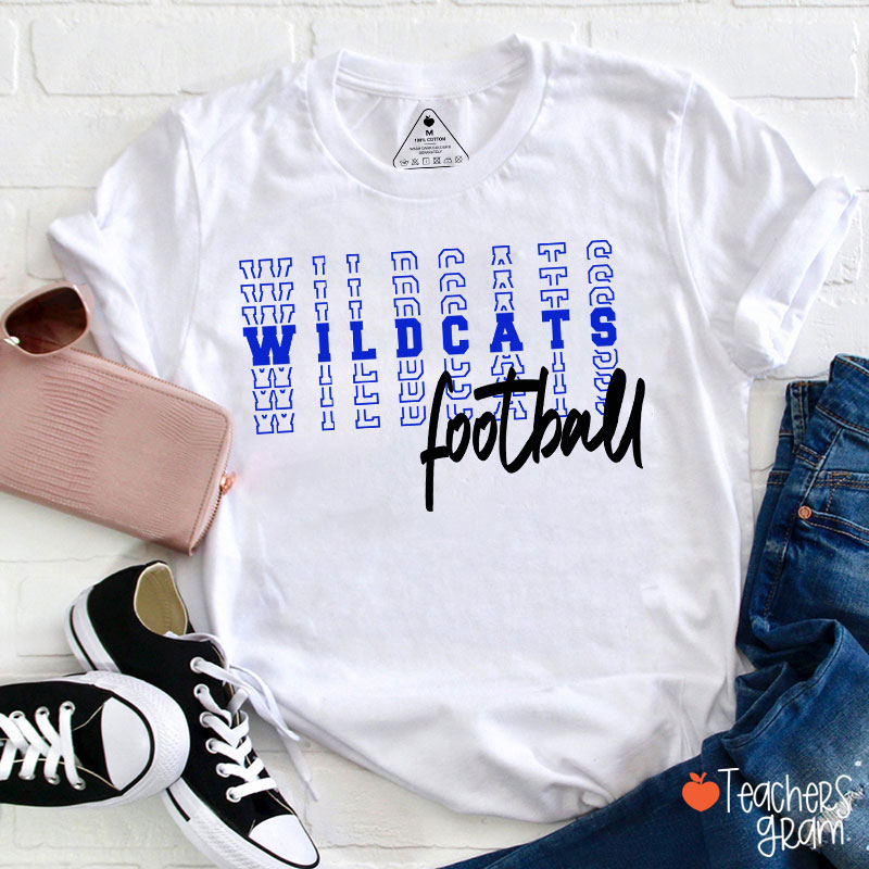 Personalized Mascot Text Stacking Teacher T-Shirt