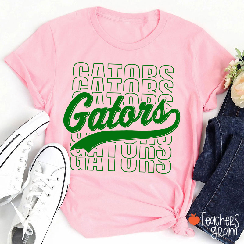 Personalized Mascot Stacked Typography School Spirit Teacher T-Shirt