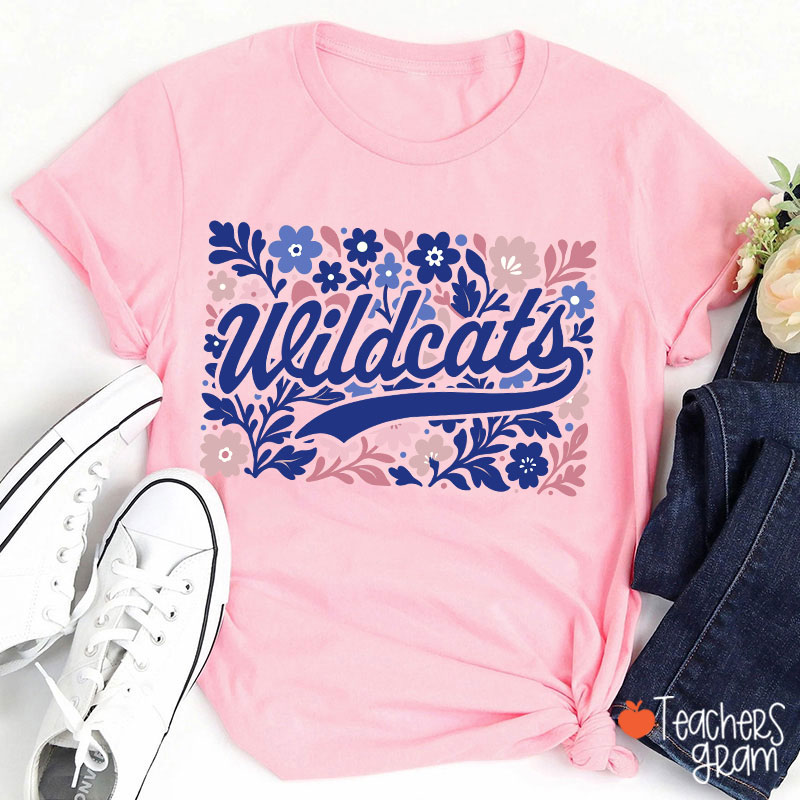 Personalized Mascot Flowers School Spirit Teacher T-Shirt