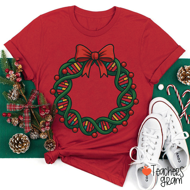 DNA Double Helix Christmas Teacher T-Shirt