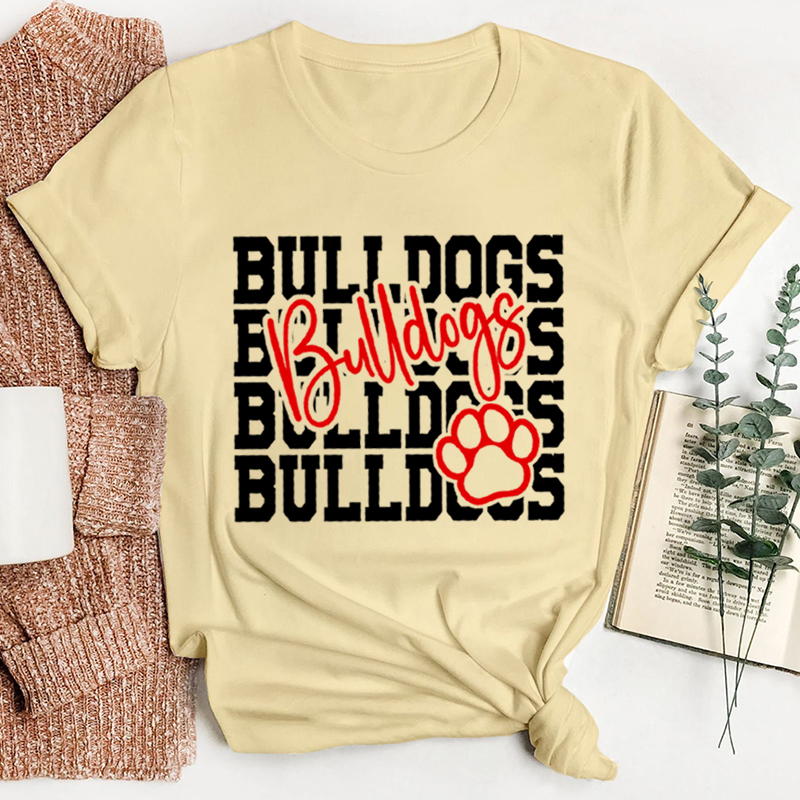 Personalized School Mascot Double Layer Design Cute Icon Teacher T-Shirt