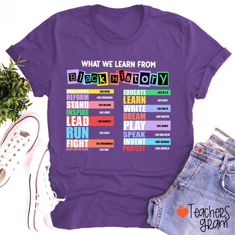 What We Learn From Black History Teacher T-Shirt