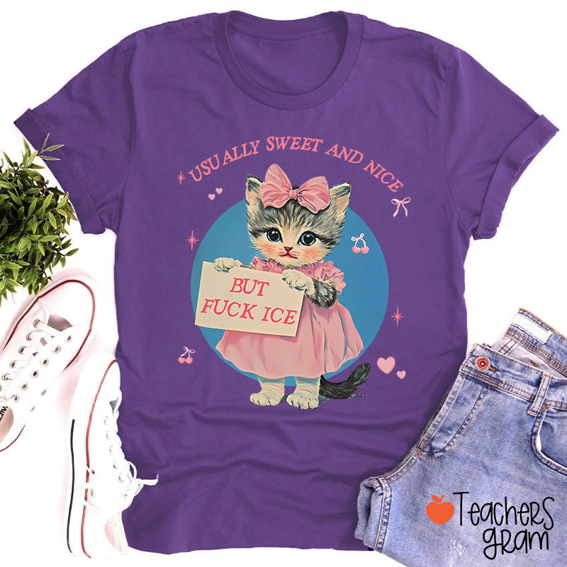 Usually Sweet And Nice But Fuck Ice Teacher T-Shirt