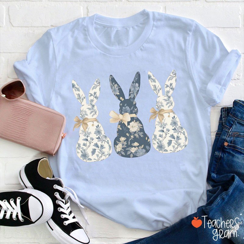 Coquette Bow Easter Bunny Teacher T-Shirt