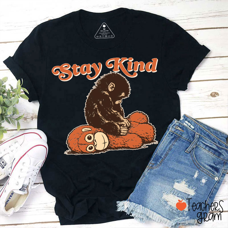 Punch Monkey Stay Kind Teacher T-Shirt