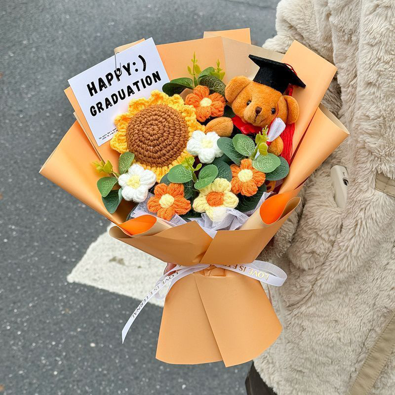 Knitted Graduate Bear Crochet Graduation Bouquet 