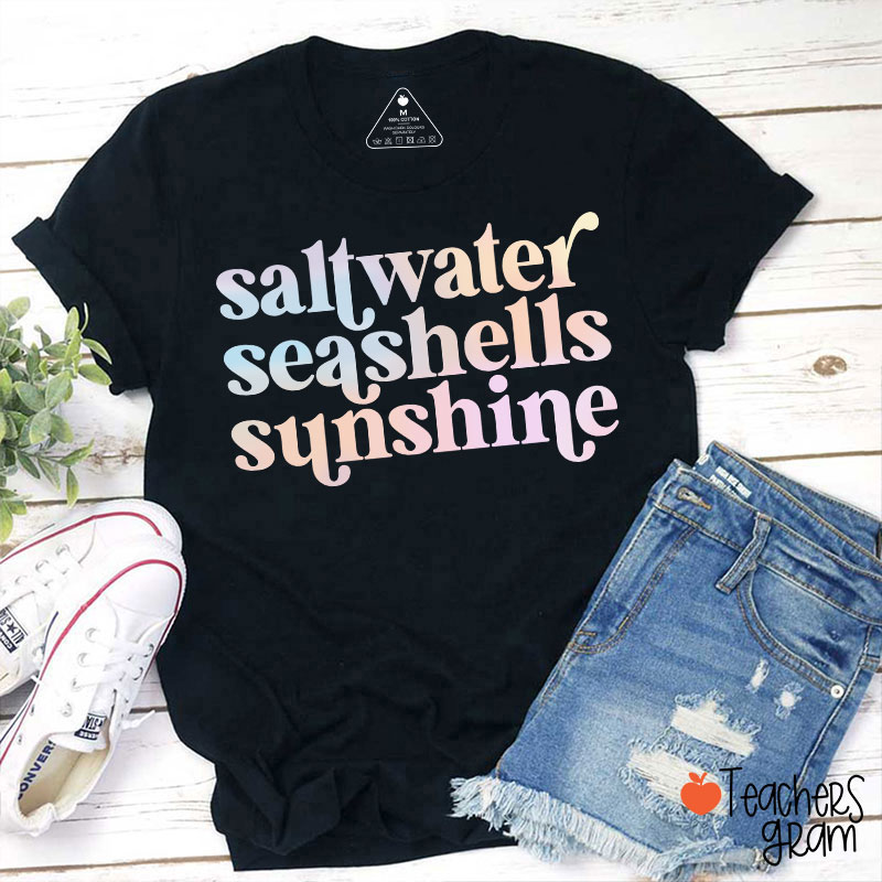 Saltwater Seashells Sunshine Teacher T-Shirt