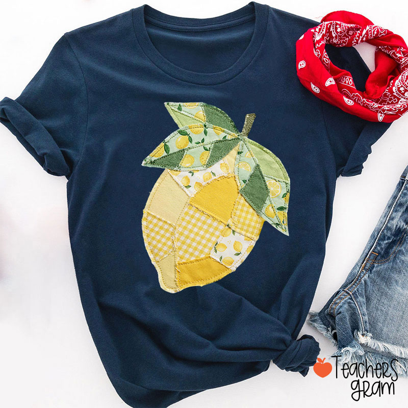 Faux Quilted Patchwork Lemon Teacher T-Shirt