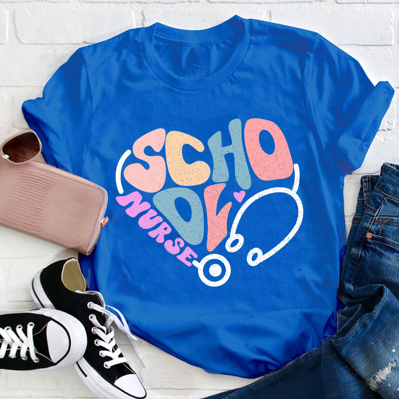 School Nurse Heart Stethoscope T-Shirt