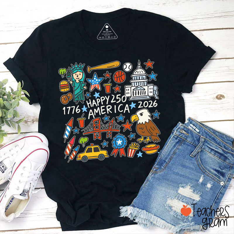  America 250th Anniversary Teacher T-Shirt