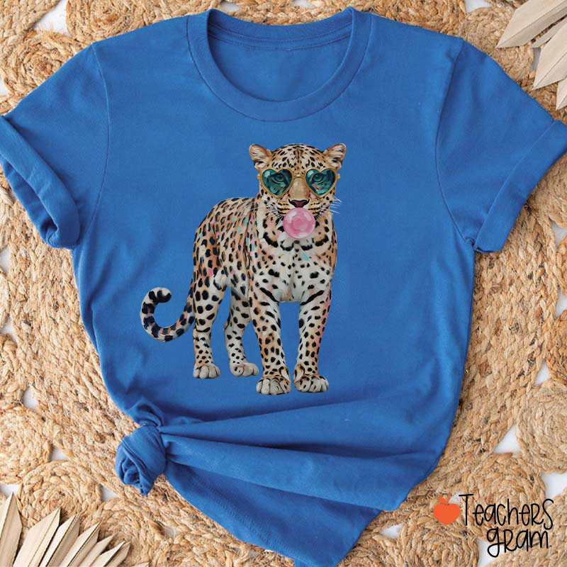 Leopard Bubblegum Sunglasses Teacher T-Shirt