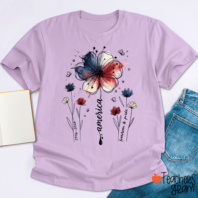1776-2026 America Freedom And Pride Teacher T-Shirt