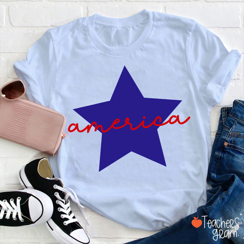 America Patriotic 4th Of July Teacher T-Shirt
