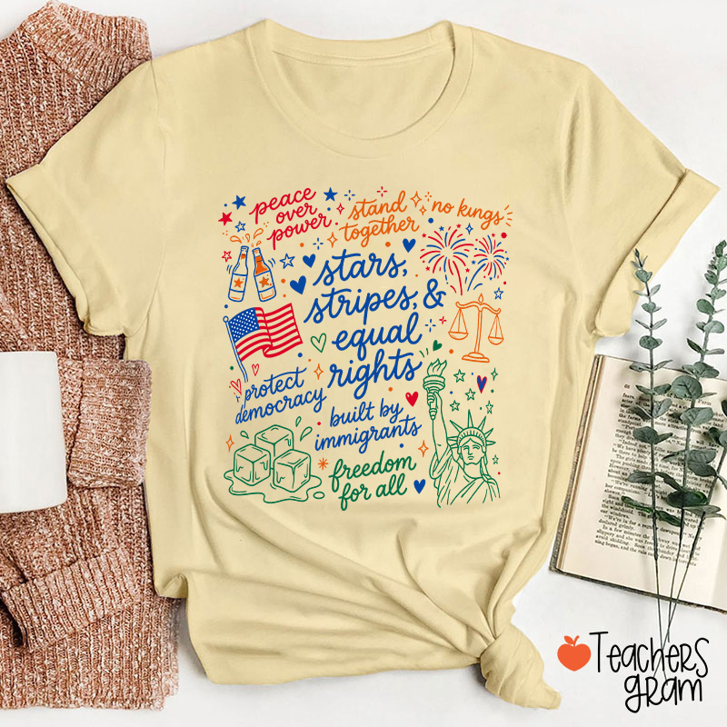 Doodle USA Political Equal Rights Teacher T-Shirt