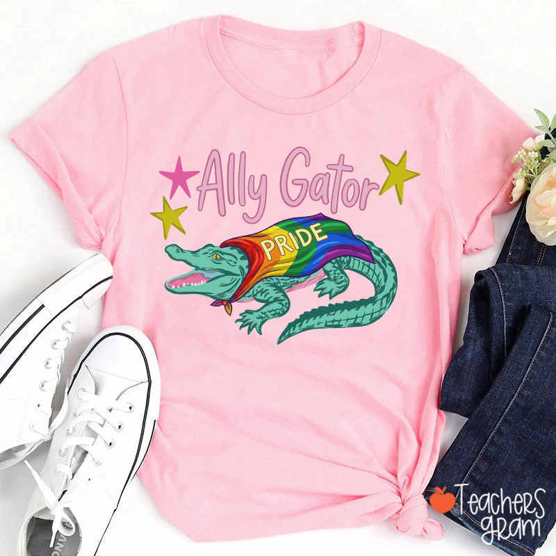 Ally Gator Rainbow Pride Teacher T-Shirt