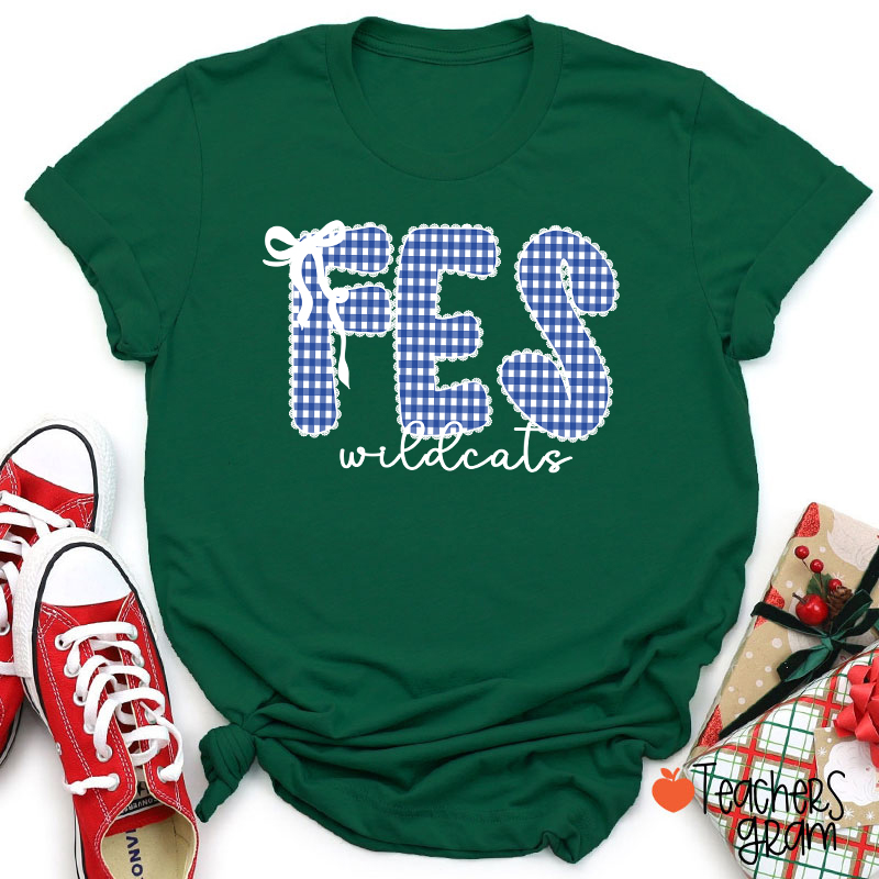 Personalized Gingham School Spirit Teacher T-Shirt