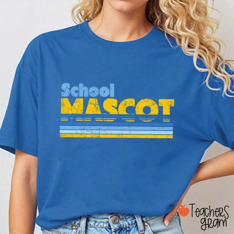 Personalized Mascot And School Name Contrast Color Line Design Teacher T-Shirt